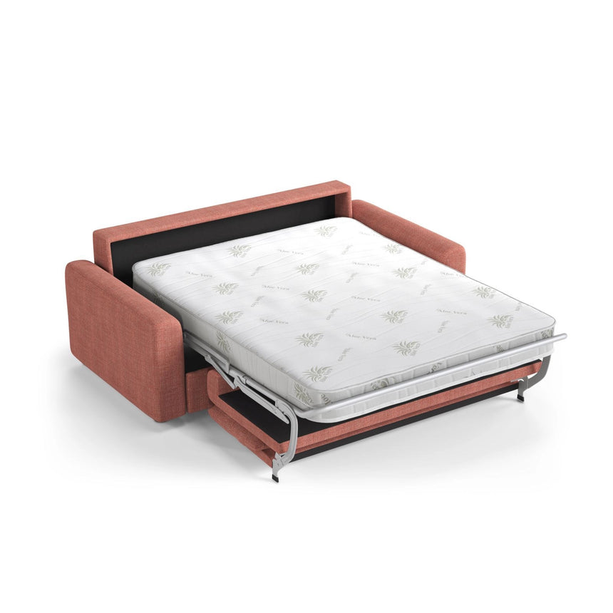 David 3-Sitzer Schlafsofa, umbaubar mit Express-System, aus Strukturierter Stoff in Rot (BABEL RED), 194x97 cm von Micadoni – Bild 4