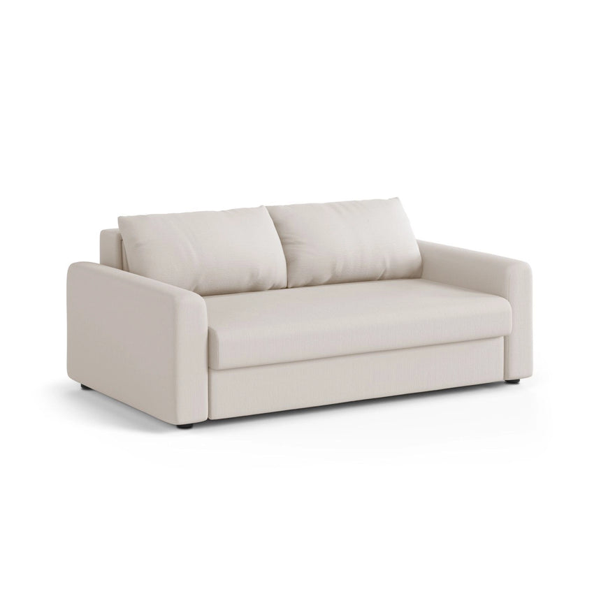 David 3-Sitzer Schlafsofa, umbaubar mit Express-System, aus Strukturierter Stoff in Weiß (BABEL WHITE), 194x97 cm von Micadoni – Bild 3