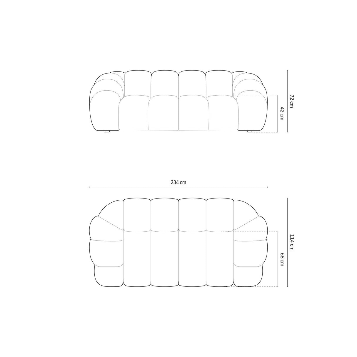 Diana 3-Sitzer Sofa aus Samt in Terrakotta (Salvador 14), 234x114 cm von Micadoni – Bild 2