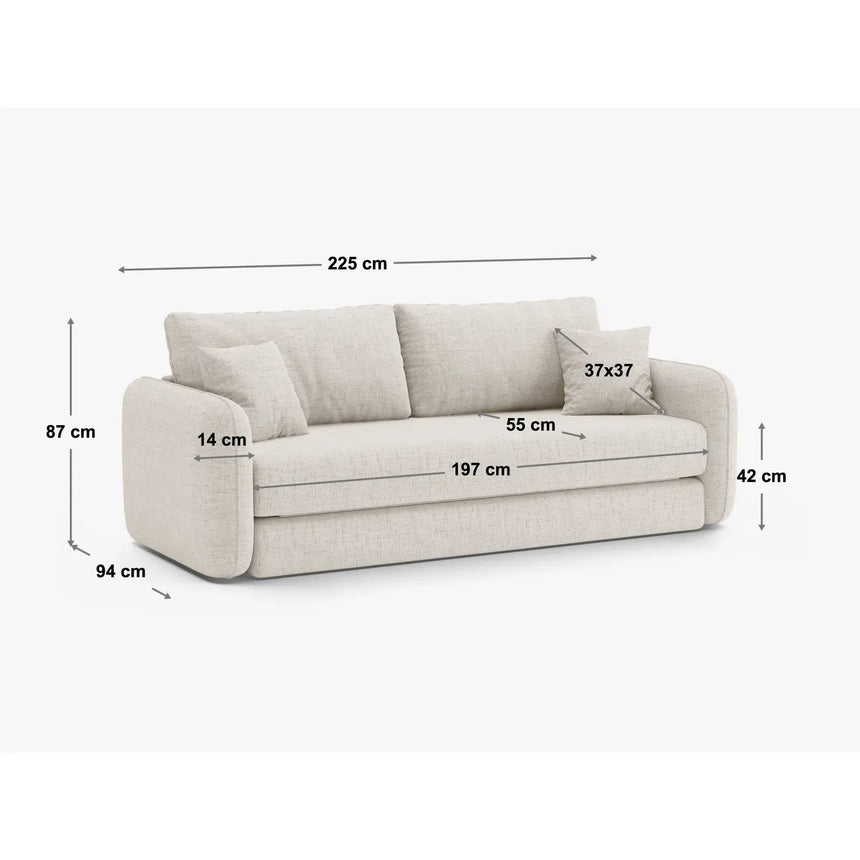 Dormi 3-Sitzer Sofa mit Schlaffunktion, aus Samt oder Strukturstoff, 225x94 cm - ZEN ZONE Furniture