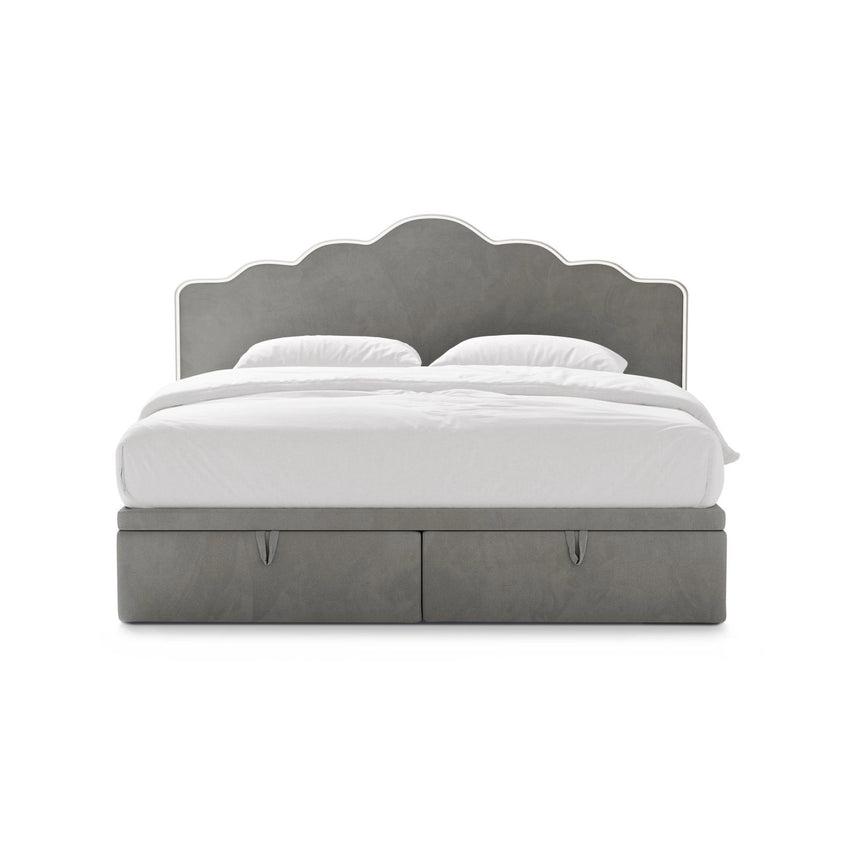 Dream Boxspringbett mit Kopfteil und Stauraum aus Samt in Elfenbein / Dunkles Grau (Magic Velvet 2256,Magic Velvet 2241), 140x200 cm von Micadoni – Bild 3