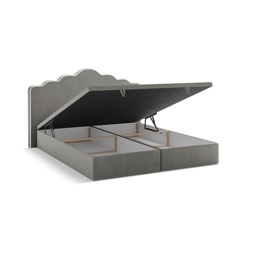 Dream Boxspringbett mit Kopfteil und Stauraum aus Samt in Elfenbein / Dunkles Grau (Magic Velvet 2256,Magic Velvet 2241), 140x200 cm von Micadoni – Bild 5