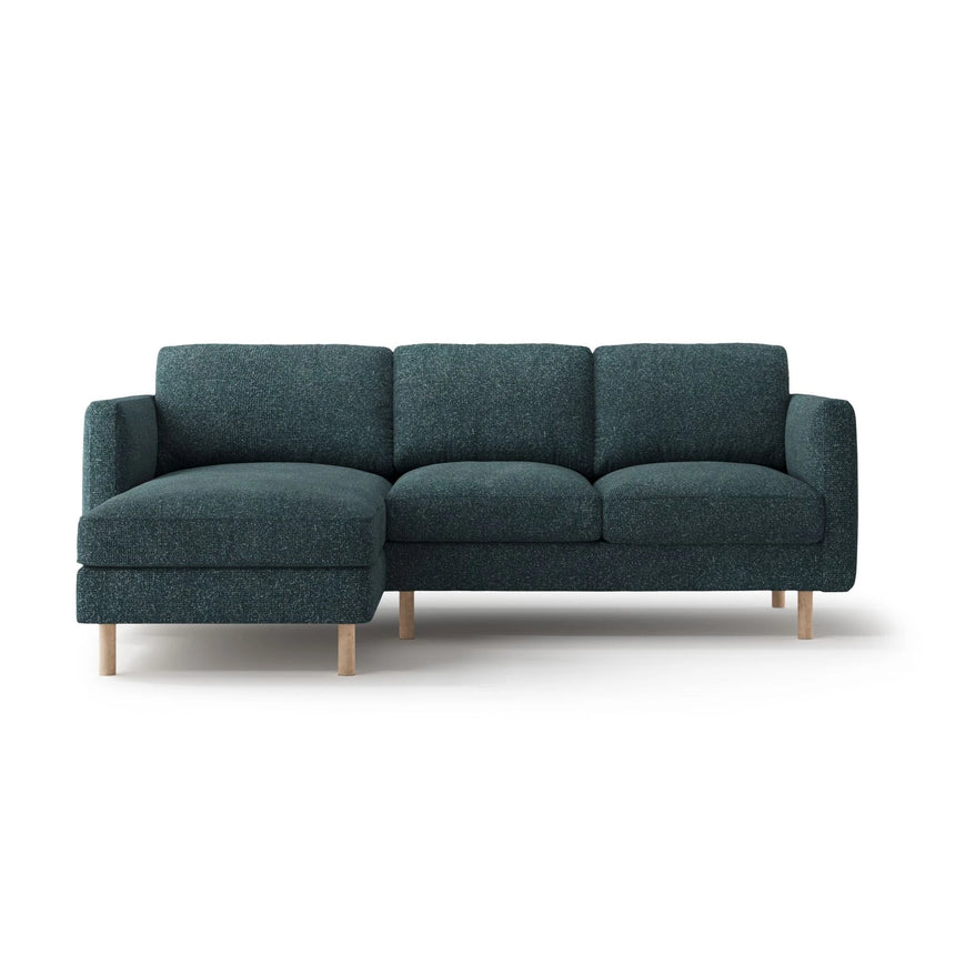 Eden 3-Sitzer Ecksofa, Linke Seite, aus Strukturierter Stoff in Grün Blau meliert (Puente 39), 223x150 cm von Micadoni – Bild 1