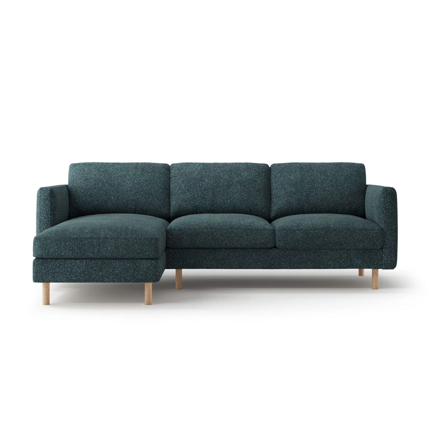 Eden 3-Sitzer Ecksofa, Linke Seite, aus Strukturierter Stoff in Grün Blau meliert (Puente 39), 250x150 cm von Micadoni – Bild 1