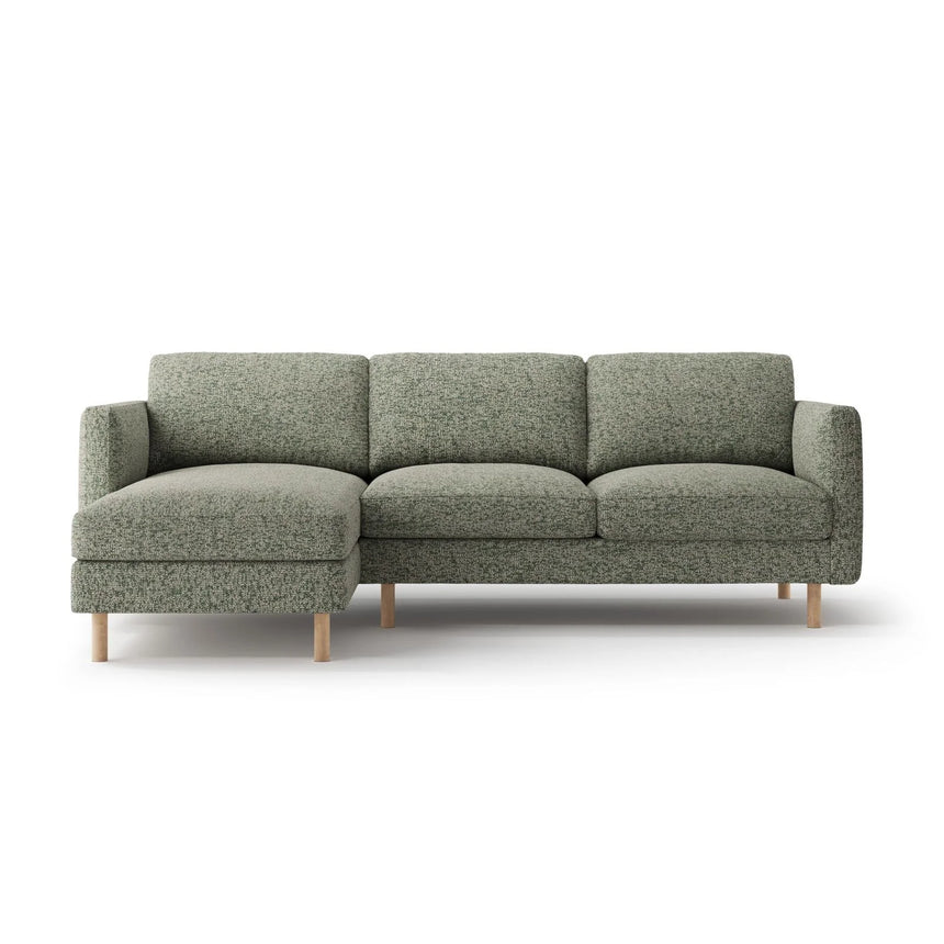 Eden 3-Sitzer Ecksofa, Linke Seite, aus Strukturierter Stoff in Moosgrün meliert (Puente 33), 250x150 cm von Micadoni – Bild 1
