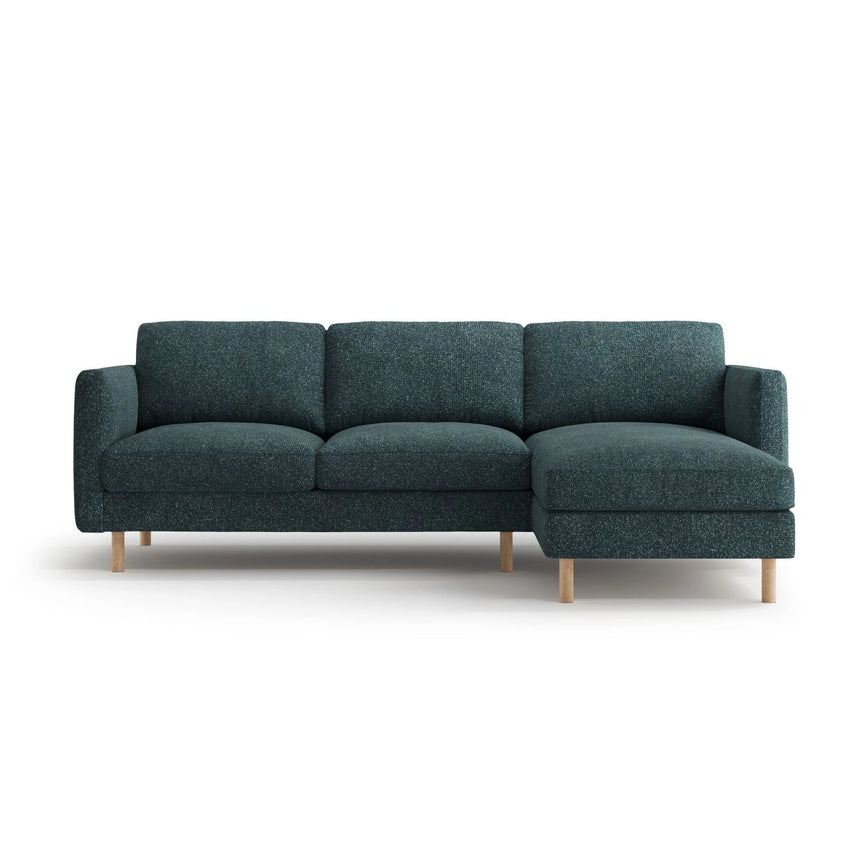 Eden 3-Sitzer Ecksofa, Rechte Seite, aus Strukturierter Stoff in Grün Blau meliert (Puente 39), 250x150 cm von Micadoni – Bild 1