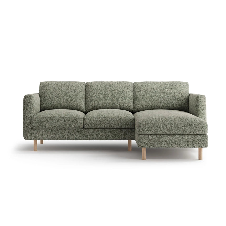 Eden 3-Sitzer Ecksofa, Rechte Seite, aus Strukturierter Stoff in Moosgrün meliert (Puente 33), 223x150 cm von Micadoni – Bild 1