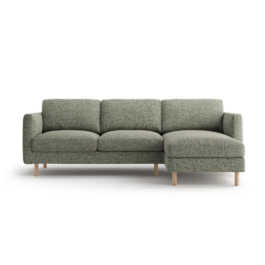 Eden 3-Sitzer Ecksofa, Rechte Seite, aus Strukturierter Stoff in Moosgrün meliert (Puente 33), 250x150 cm von Micadoni – Bild 1