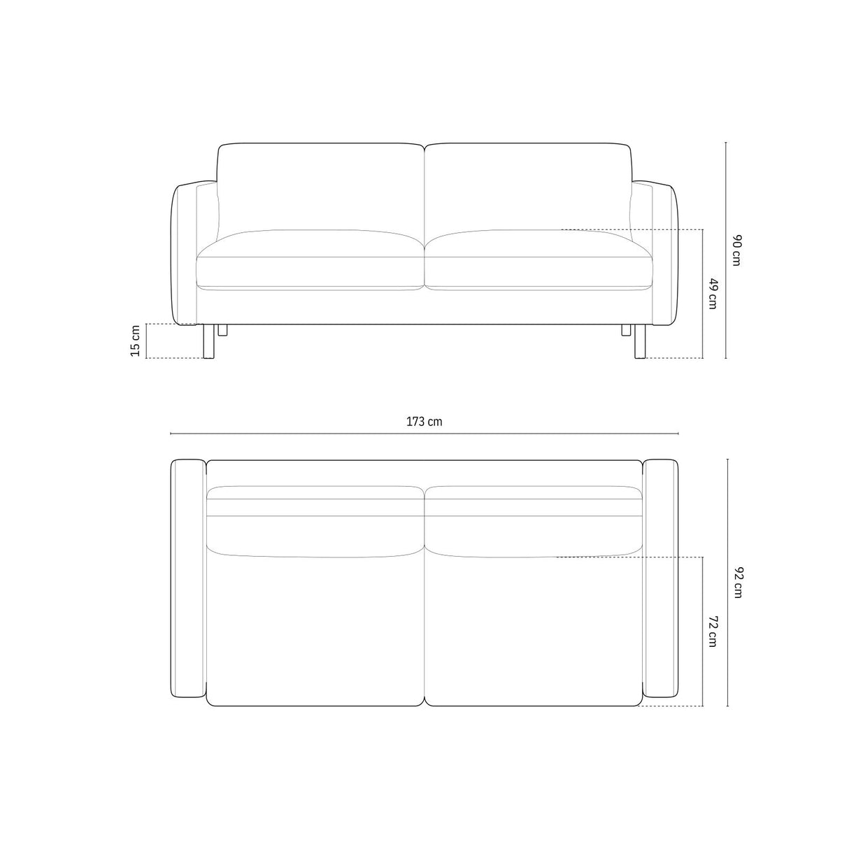 Eden 3-Sitzer Sofa aus Strukturierter Stoff in Grün Blau meliert (Puente 39), 173x92 cm von Micadoni – Bild 2