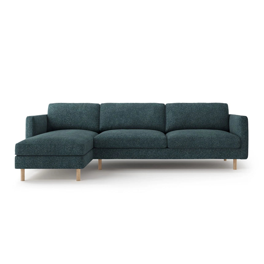 Eden 4-Sitzer Ecksofa, Linke Seite, aus Strukturierter Stoff in Grün Blau meliert (Puente 39), 286x150 cm von Micadoni – Bild 1