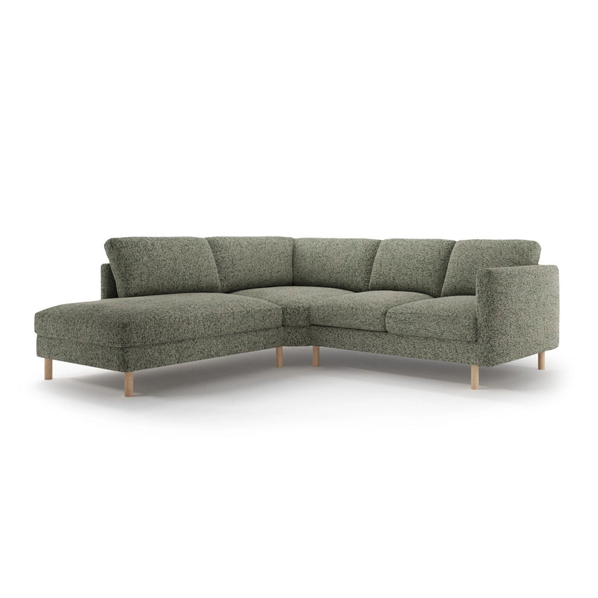 Eden 4-Sitzer Ecksofa, Linke Seite, aus Strukturierter Stoff in Moosgrün meliert (Puente 33), 267x234 cm von Micadoni – Bild 1