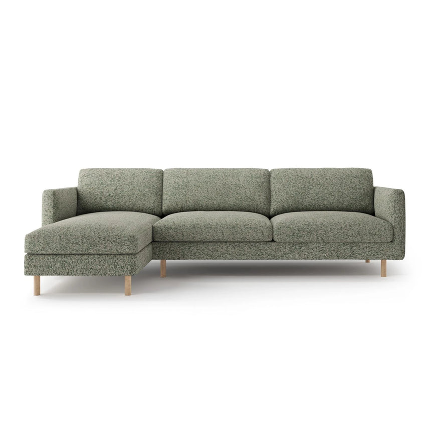 Eden 4-Sitzer Ecksofa, Linke Seite, aus Strukturierter Stoff in Moosgrün meliert (Puente 33), 286x150 cm von Micadoni – Bild 1