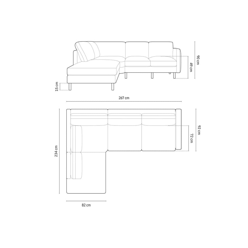 Eden 4-Sitzer Ecksofa, Linke Seite, aus Strukturstoff, 267x234 cm von Micadoni – Bild 2