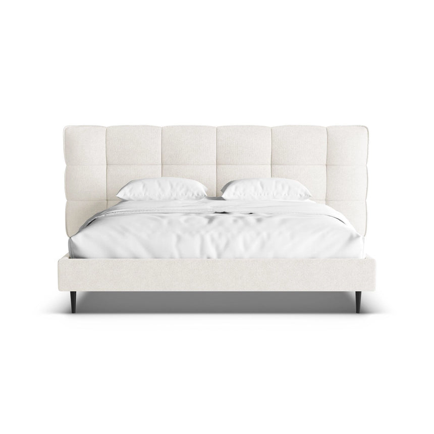 Eric Bett mit Kopfteil aus Boucle in Elfenbein (Sicuro 60), 180x200 cm von Micadoni – Bild 5