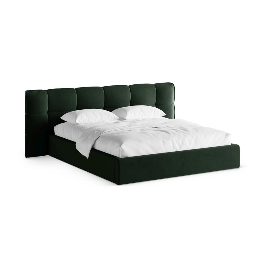 Eric Bett mit Kopfteil und Stauraum aus Samt in Flaschengrün (Casino Deep Green), 160x200 cm von Micadoni – Bild 1