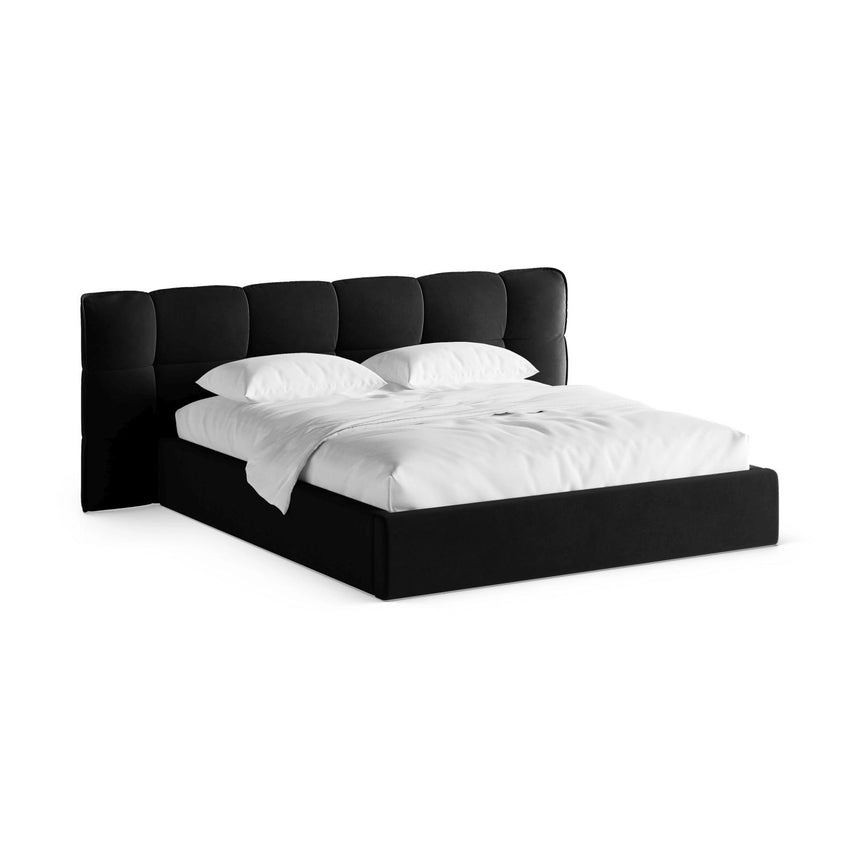 Eric Bett mit Kopfteil und Stauraum aus Samt in Schwarz (Casino Black), 160x200 cm von Micadoni – Bild 1