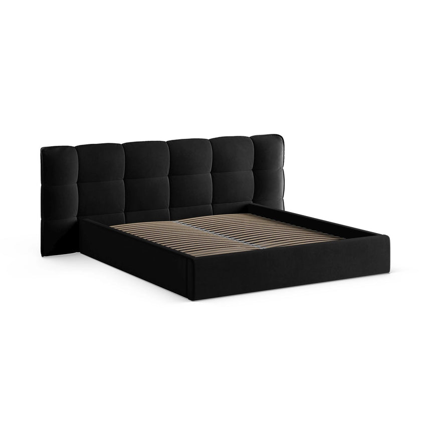 Eric Bett mit Kopfteil und Stauraum aus Samt in Schwarz (Casino Black), 160x200 cm von Micadoni – Bild 6