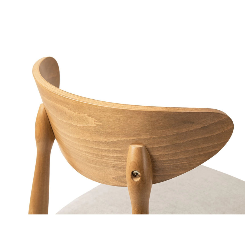 Essstuhl Leon, Gestell in natur, aus Chenille (Reb25) in Beige von Micadoni – Bild 5