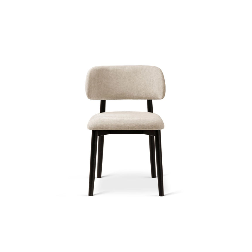 Evan Essstuhl, Gestell in Schwarz, aus Chenille (Reb25) in Beige von Micadoni – Bild 3
