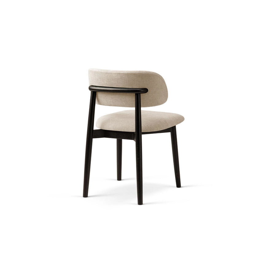 Evan Essstuhl, Gestell in Schwarz, aus Chenille (Reb25) in Beige von Micadoni – Bild 4
