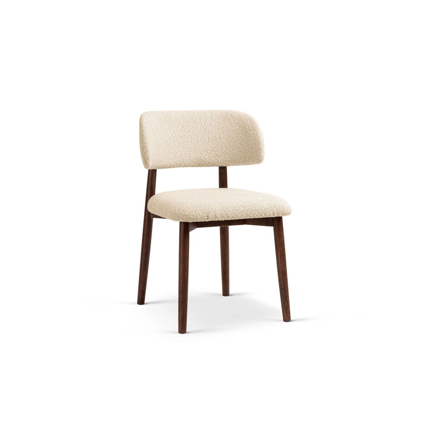 Evan Essstuhl, Gestell in Walnuss, aus Boucle (Bal2074) in Beige von Micadoni – Bild 1