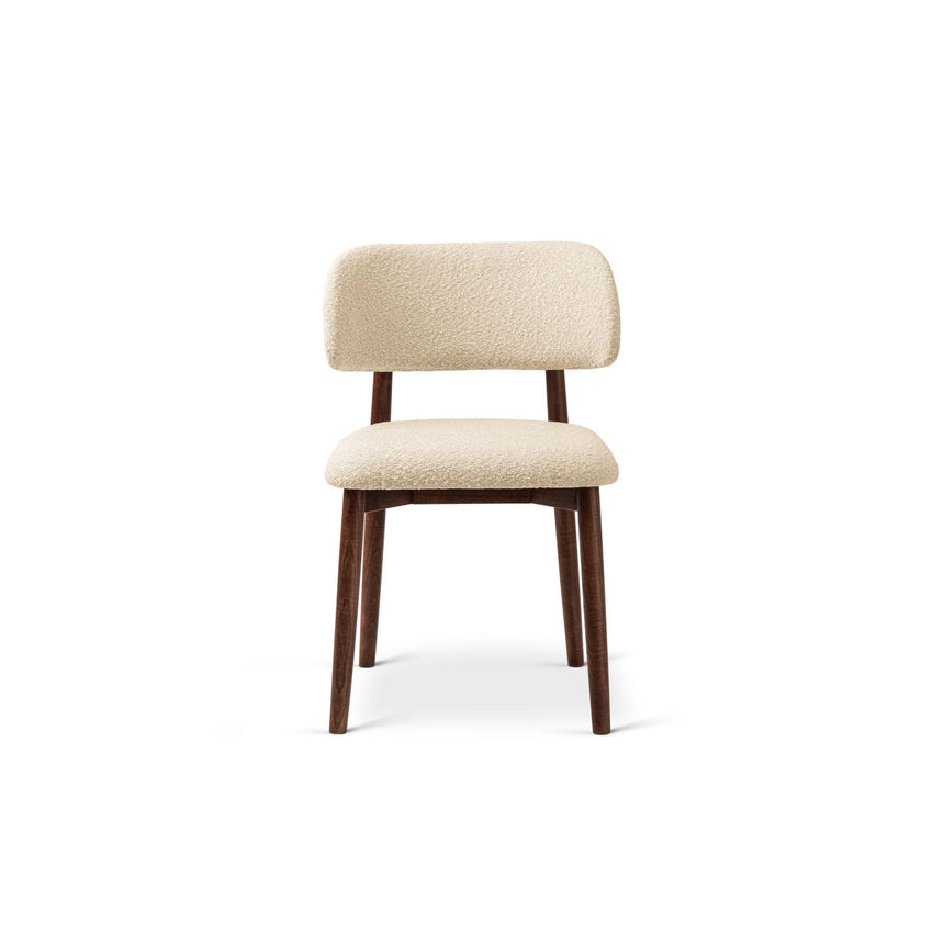 Evan Essstuhl, Gestell in Walnuss, aus Boucle (Bal2074) in Beige von Micadoni – Bild 3