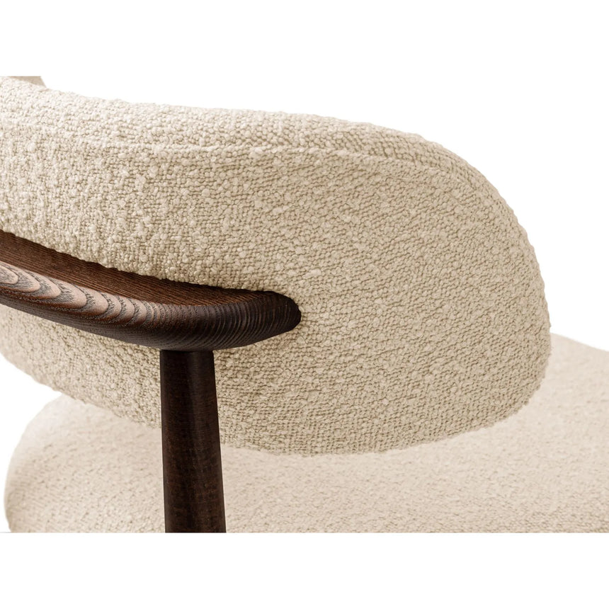 Evan Essstuhl, Gestell in Walnuss, aus Boucle (Bal2074) in Beige von Micadoni – Bild 5