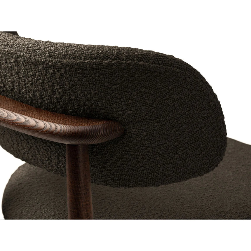 Evan Essstuhl, Gestell in Walnuss, aus Boucle (Bal2081) in Braun von Micadoni – Bild 5