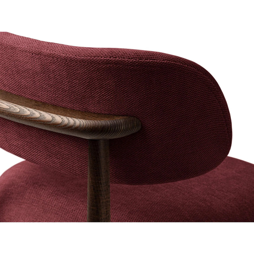 Evan Essstuhl, Gestell in Walnuss, aus Chenille (Reb10) in Bordeaux von Micadoni – Bild 5