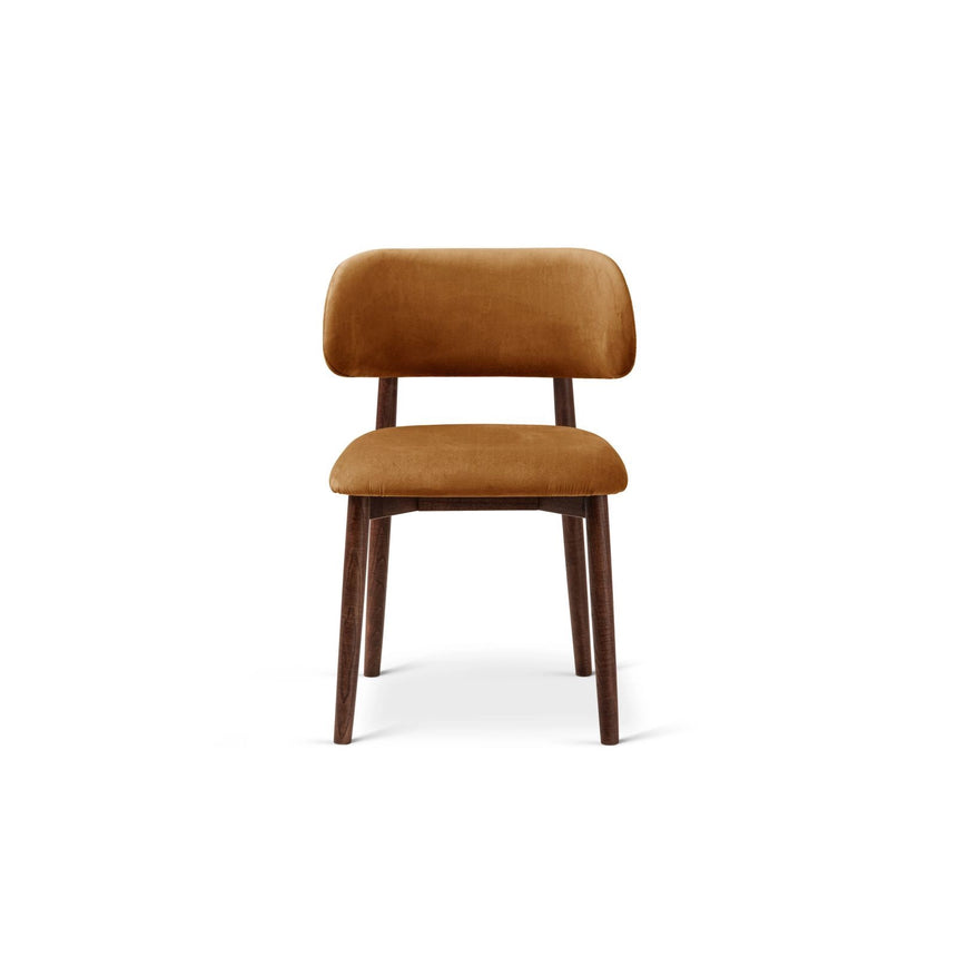 Evan Essstuhl, Gestell in Walnuss, aus Samt (Ma2286) in Camel von Micadoni – Bild 3