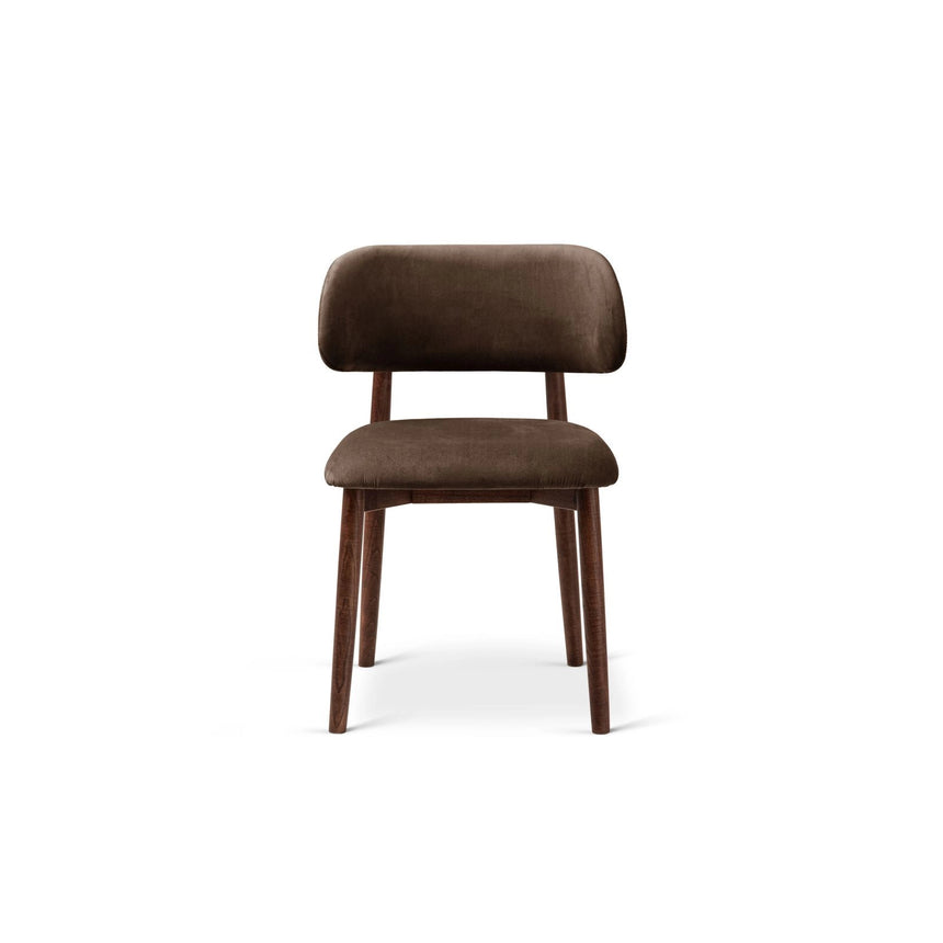Evan Essstuhl, Gestell in Walnuss, aus Samt (Ma2299) in Chocolate von Micadoni – Bild 3