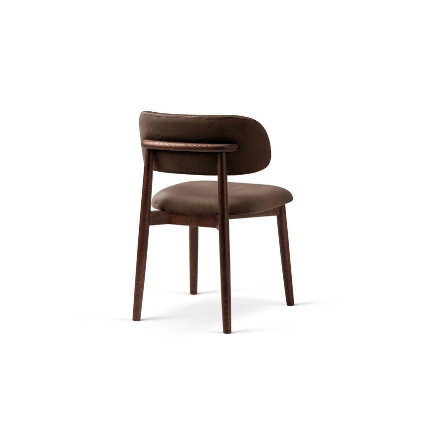 Evan Essstuhl, Gestell in Walnuss, aus Samt (Ma2299) in Chocolate von Micadoni – Bild 4
