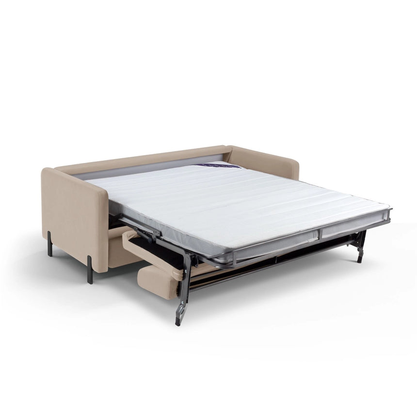 Gloria 2-Sitzer Sofa mit Schlaffunktion, ausklappbar, aus Samt in Beige (Salvador 1), 186x102 cm von Micadoni – Bild 5