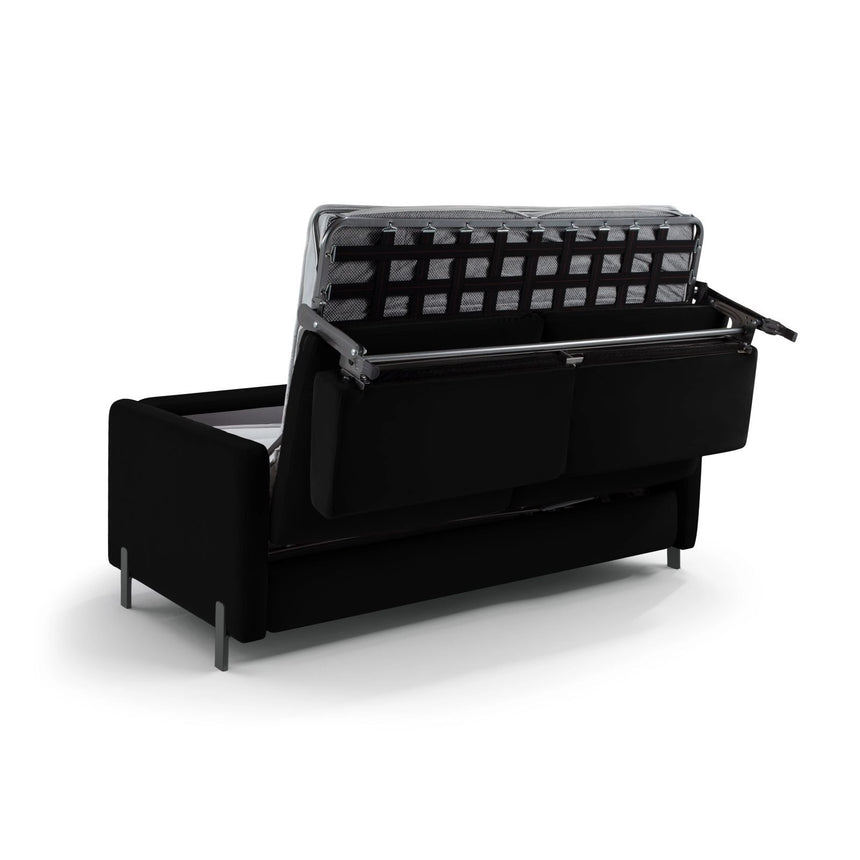 Gloria 2-Sitzer Sofa mit Schlaffunktion, ausklappbar, aus Samt in Schwarz (Salvador 19), 186x102 cm von Micadoni – Bild 4
