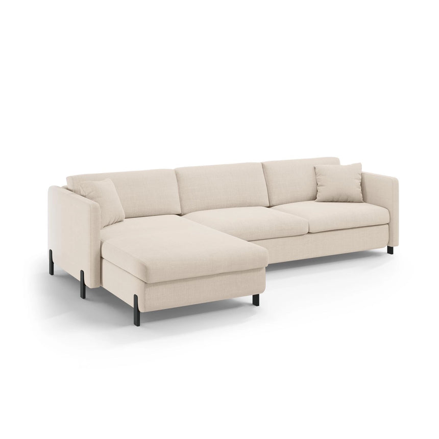Gloria 4-Sitzer Ecksofa mit Schlaffunktion und Bettkasten, Linke Seite, aus Samt oder Strukturstoff, 266x170 cm von Micadoni – Bild 2