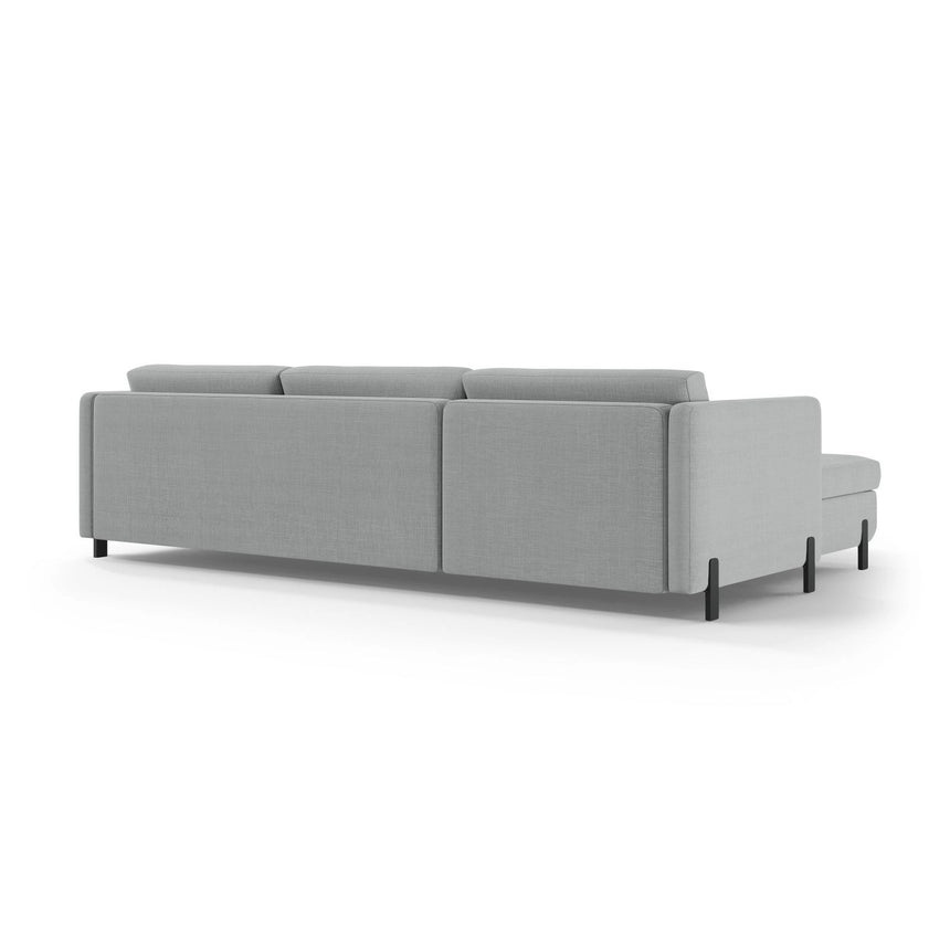 Gloria 4-Sitzer Ecksofa mit Schlaffunktion und Bettkasten, Linke Seite, aus Strukturierter Stoff in Hellgrau (Bjorn 06), 266x170 cm von Micadoni – Bild 4