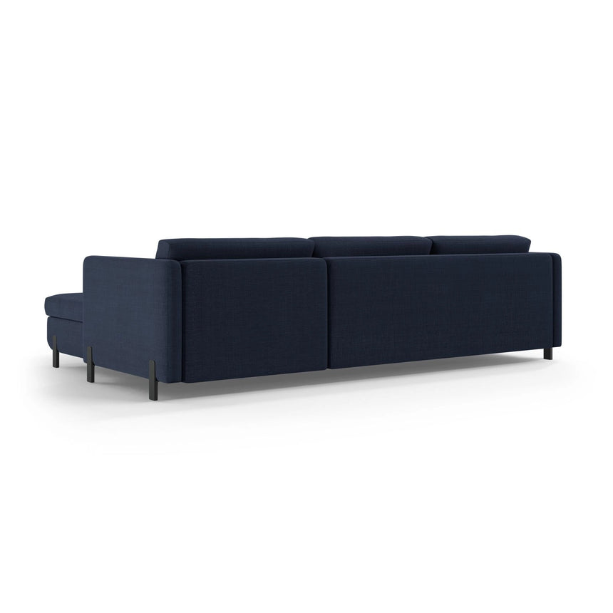 Gloria 4-Sitzer Ecksofa mit Schlaffunktion und Bettkasten, Rechte Seite, aus Strukturierter Stoff in Blau (Bjorn 86), 266x170 cm von Micadoni – Bild 4