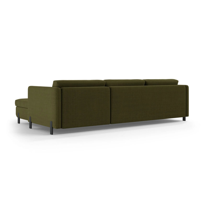 Gloria 4-Sitzer Ecksofa mit Schlaffunktion und Bettkasten, Rechte Seite, aus Strukturierter Stoff in Grün (Bjorn 77), 266x170 cm von Micadoni – Bild 4