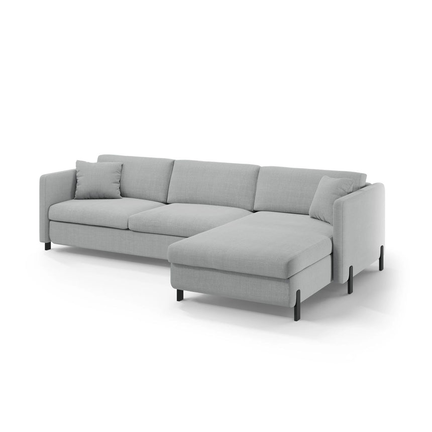Gloria 4-Sitzer Ecksofa mit Schlaffunktion und Bettkasten, Rechte Seite, aus Strukturierter Stoff in Hellgrau (Bjorn 06), 266x170 cm von Micadoni – Bild 2