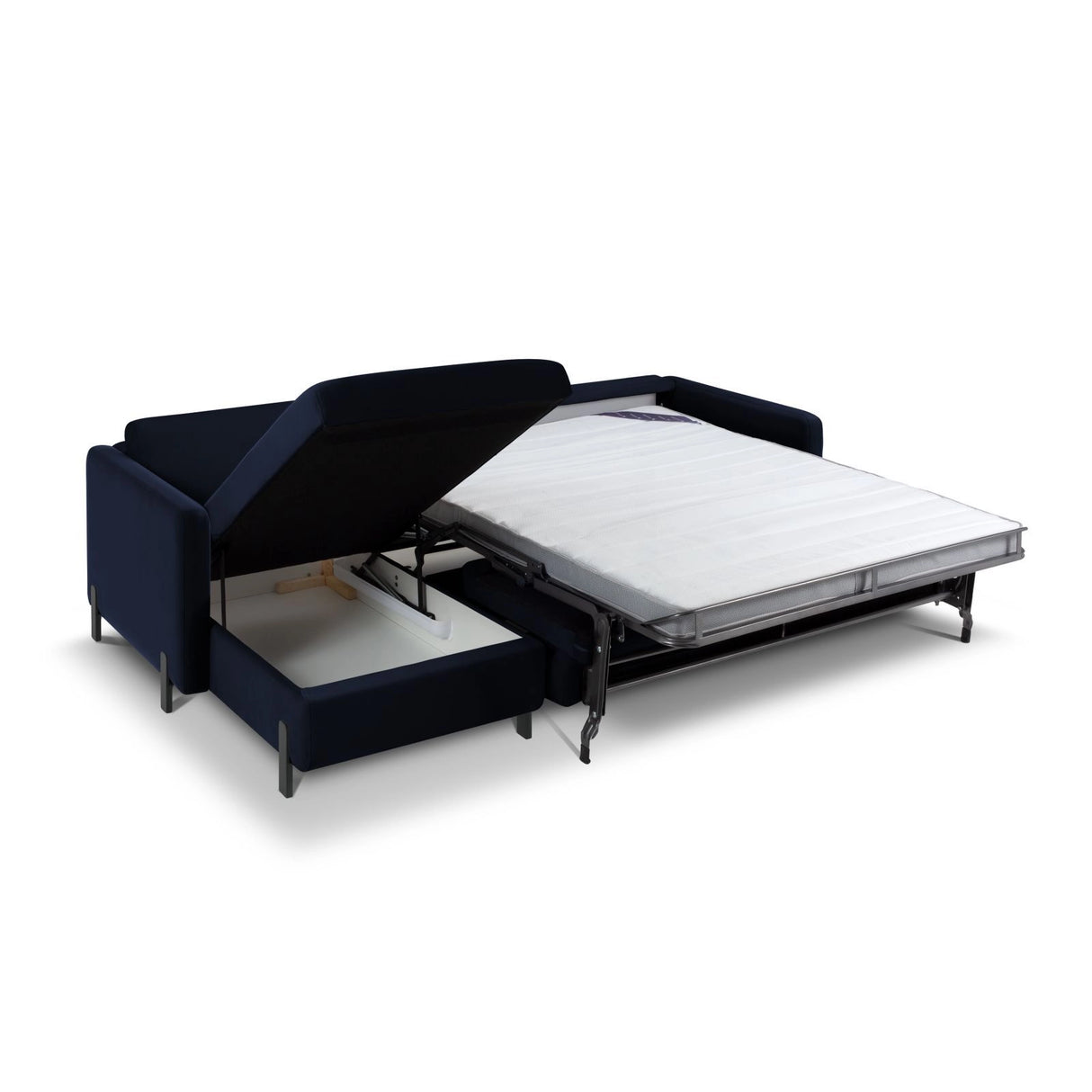 Gloria 5-Sitzer Ecksofa mit Schlaffunktion und Bettkasten, Linke Seite, aus Samt in Königsblau (Salvador 5), 286x170 cm von Micadoni – Bild 2