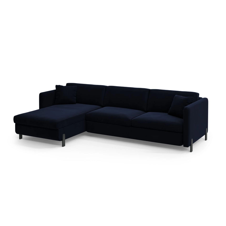 Gloria 5-Sitzer Ecksofa mit Schlaffunktion und Bettkasten, Linke Seite, aus Samt in Königsblau (Salvador 5), 286x170 cm von Micadoni – Bild 3