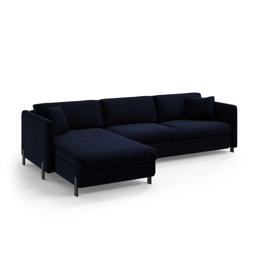 Gloria 5-Sitzer Ecksofa mit Schlaffunktion und Bettkasten, Linke Seite, aus Samt in Königsblau (Salvador 5), 286x170 cm von Micadoni – Bild 5