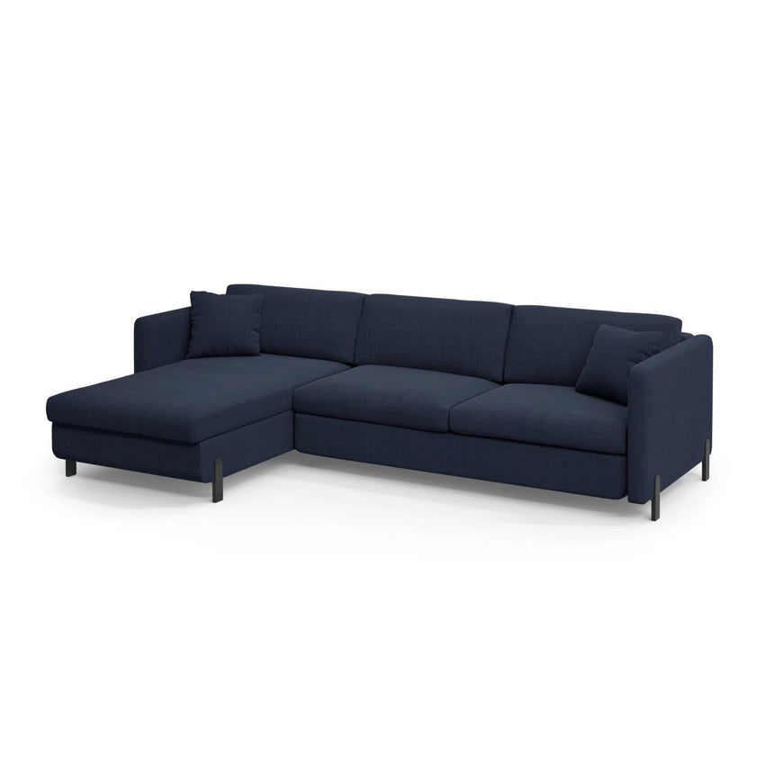Gloria 5-Sitzer Ecksofa mit Schlaffunktion und Bettkasten, Linke Seite, aus Strukturierter Stoff in Blau (Bjorn 86), 286x170 cm von Micadoni – Bild 3