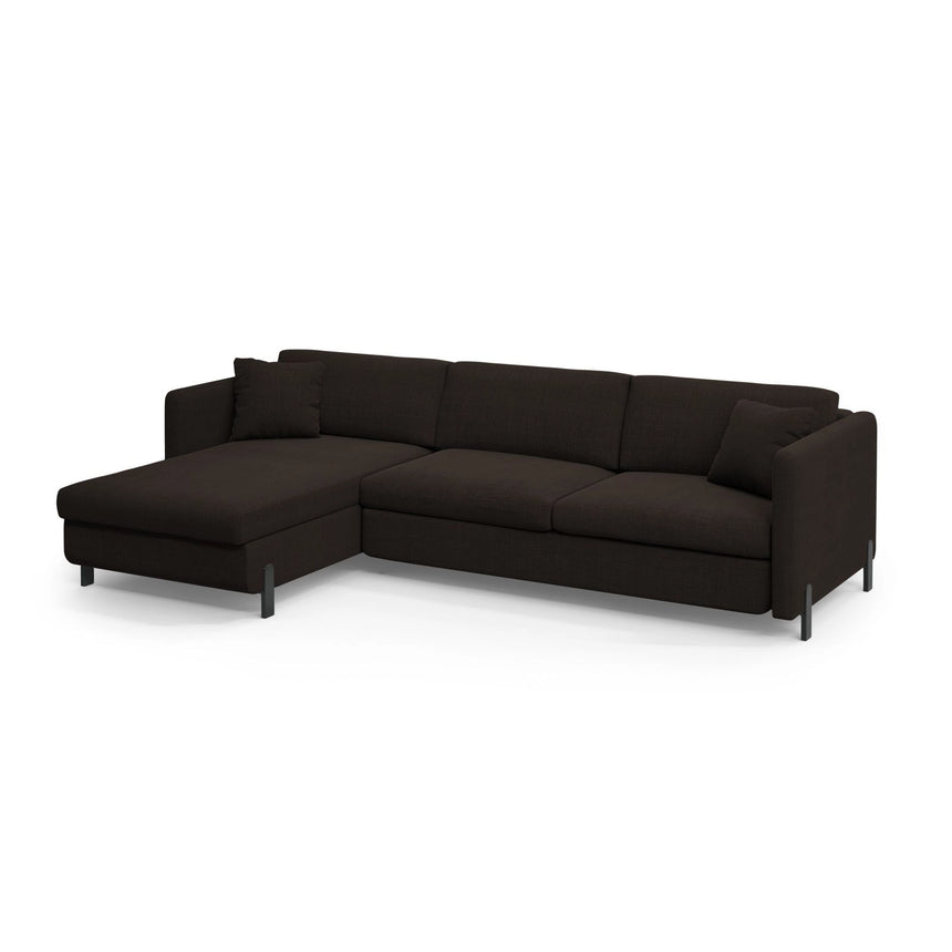 Gloria 5-Sitzer Ecksofa mit Schlaffunktion und Bettkasten, Linke Seite, aus Strukturierter Stoff in Dunkelgrau (Bjorn 16), 286x170 cm von Micadoni – Bild 3