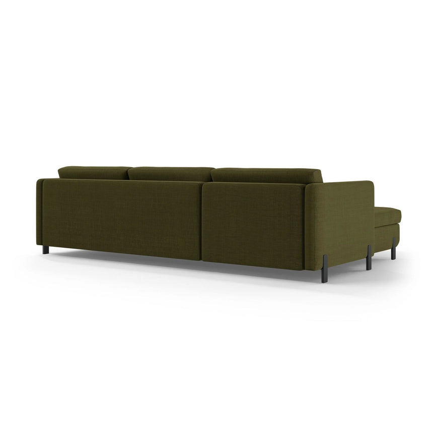 Gloria 5-Sitzer Ecksofa mit Schlaffunktion und Bettkasten, Linke Seite, aus Strukturierter Stoff in Grün (Bjorn 77), 286x170 cm von Micadoni – Bild 4