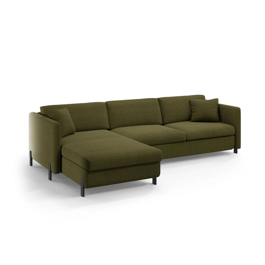 Gloria 5-Sitzer Ecksofa mit Schlaffunktion und Bettkasten, Linke Seite, aus Strukturierter Stoff in Grün (Bjorn 77), 286x170 cm von Micadoni – Bild 5