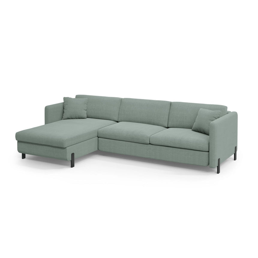 Gloria 5-Sitzer Ecksofa mit Schlaffunktion und Bettkasten, Linke Seite, aus Strukturierter Stoff in Mint (Bjorn 71), 286x170 cm von Micadoni – Bild 3