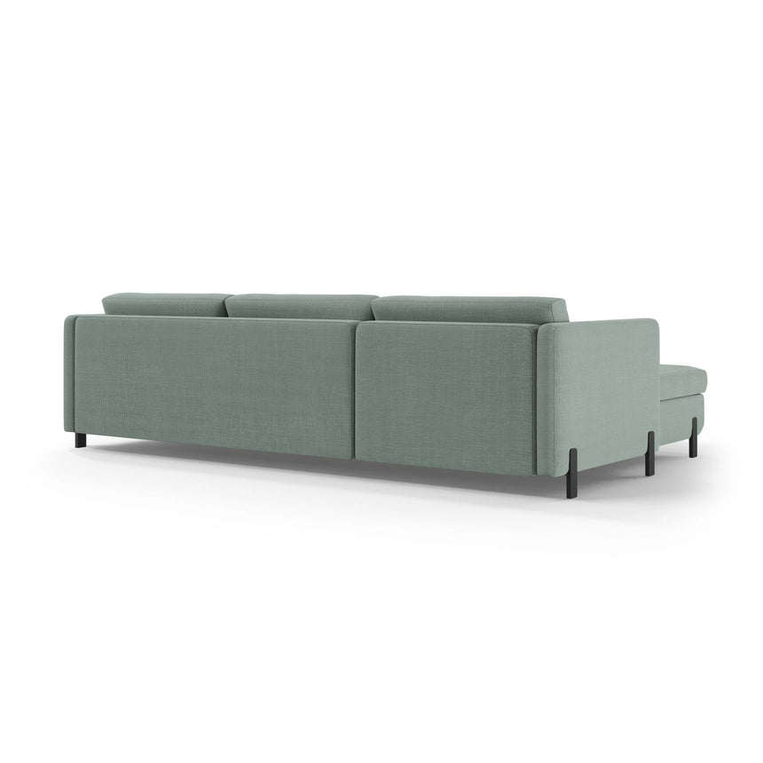 Gloria 5-Sitzer Ecksofa mit Schlaffunktion und Bettkasten, Linke Seite, aus Strukturierter Stoff in Mint (Bjorn 71), 286x170 cm von Micadoni – Bild 4