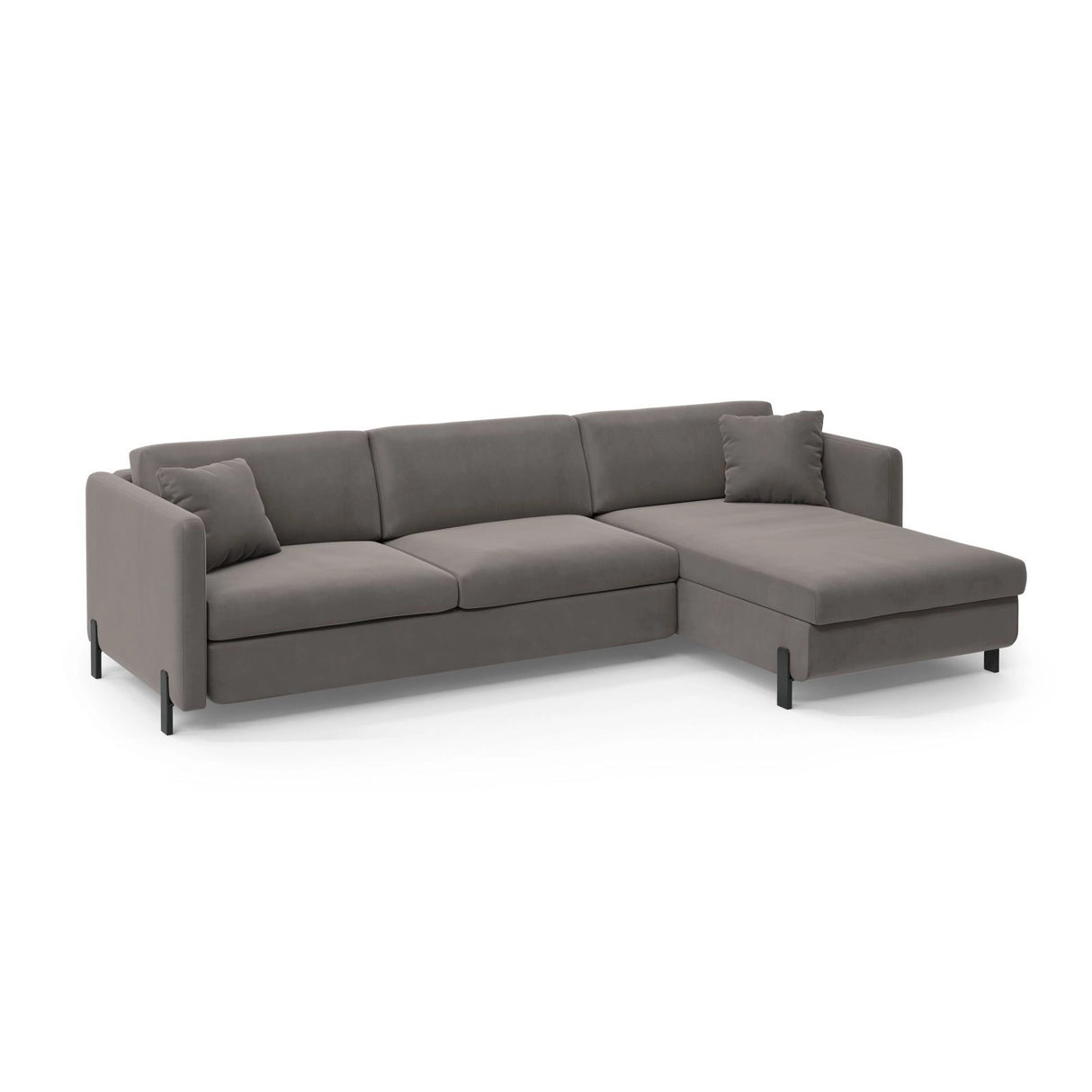 Gloria 5-Sitzer Ecksofa mit Schlaffunktion und Bettkasten, Rechte Seite, aus Samt in Grau (Salvador 17), 286x170 cm von Micadoni – Bild 3