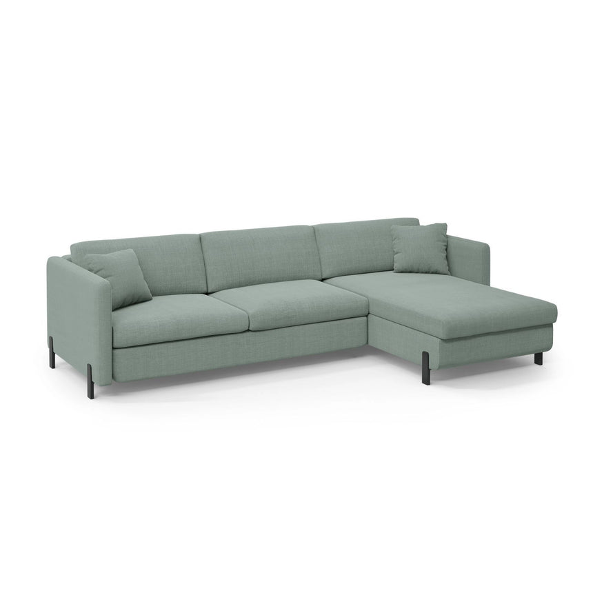 Gloria 5-Sitzer Ecksofa mit Schlaffunktion und Bettkasten, Rechte Seite, aus Strukturierter Stoff in Mint (Bjorn 71), 286x170 cm von Micadoni – Bild 3